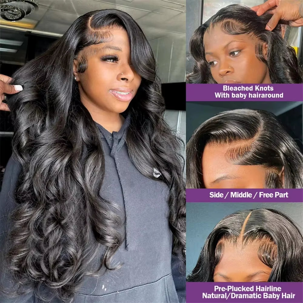 250 Density Body Wave Human Hair Wigs 13X6 HD Transparent Lace Front Wigs for Women Brazilian 13X4 360 Pre Plucked Lace Frontal
