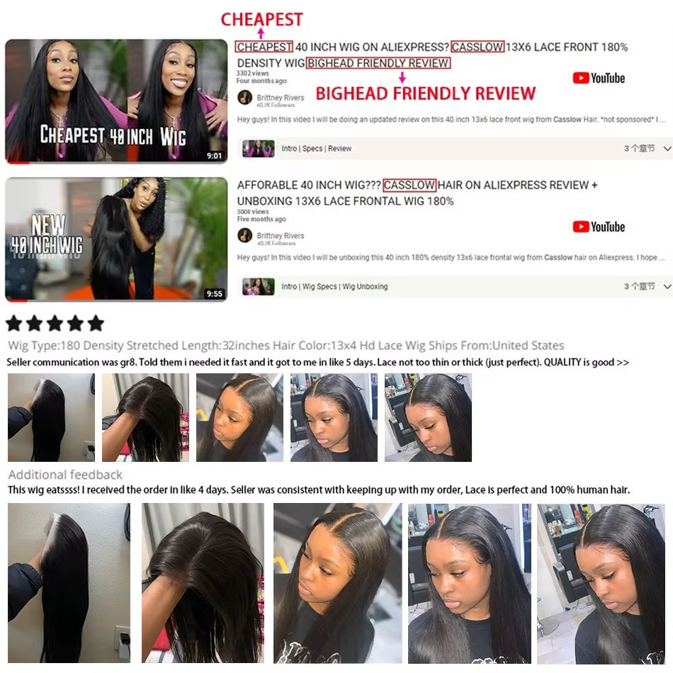 13X6 Bone Straight Lace Front Wig 30 40 Inch Lace Front Human Hair Wigs for Women 13X4 Brazilian Hair Glueless Wigs Human Hair