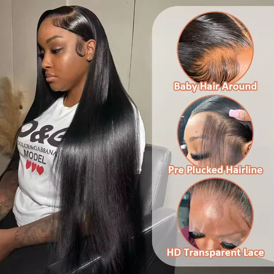 13X6 Bone Straight Lace Front Wig 30 40 Inch Lace Front Human Hair Wigs for Women 13X4 Brazilian Hair Glueless Wigs Human Hair