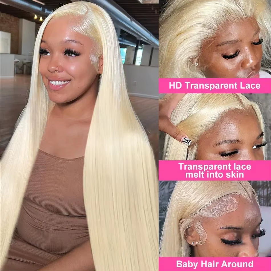 250 Density Human Hair Wigs Blonde 613 Lace Front Wigs 13X6 Straight Human Hair Lace Frontal Wig Brazilian Hair Wigs for Women