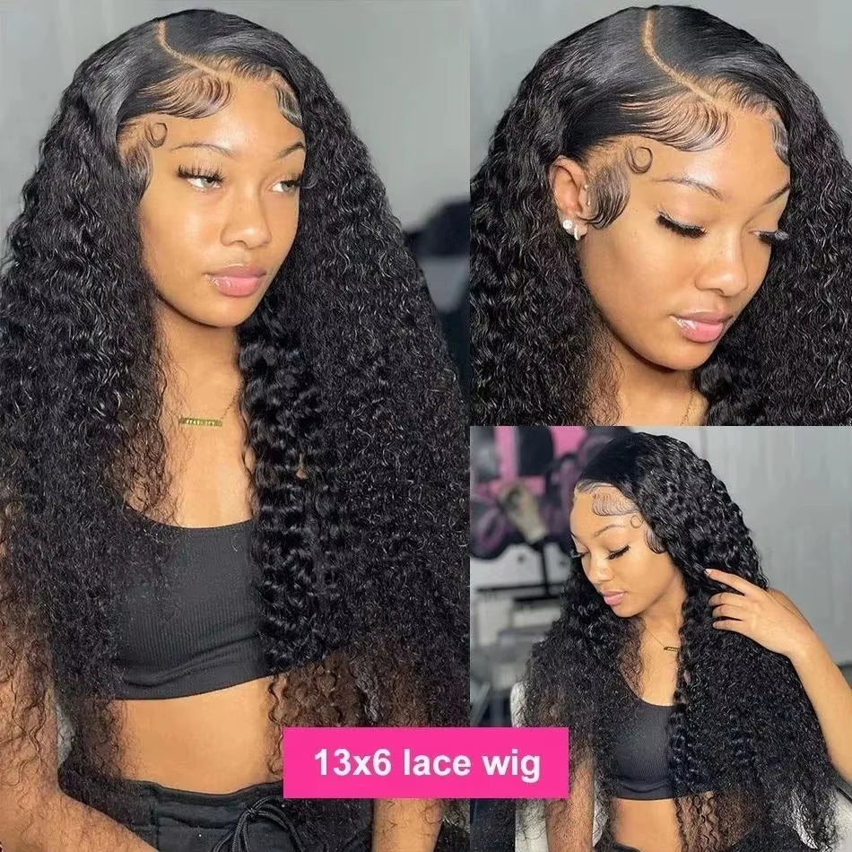 250 Density Deep Wave Lace Front Wig 13X6 Hd Lace Frontal Wig 13X4 Curly Human Hair Wigs for Women 360 Pre Plucked Lace Wig