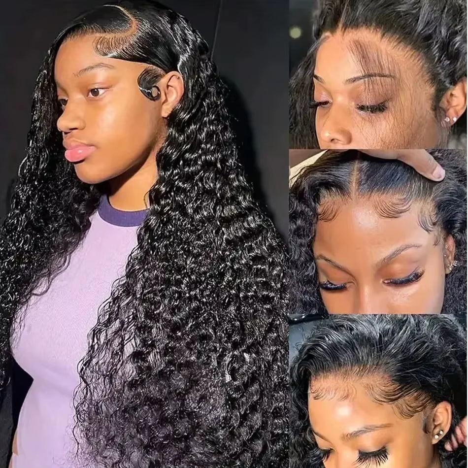 250 Density Deep Wave Lace Front Wig 13X6 Hd Lace Frontal Wig 13X4 Curly Human Hair Wigs for Women 360 Pre Plucked Lace Wig